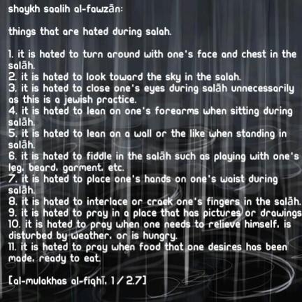 Things that are Hated in the Salah - Shaykh al-Fawzan
